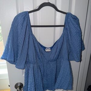 ARULA Textured Blue Blouse